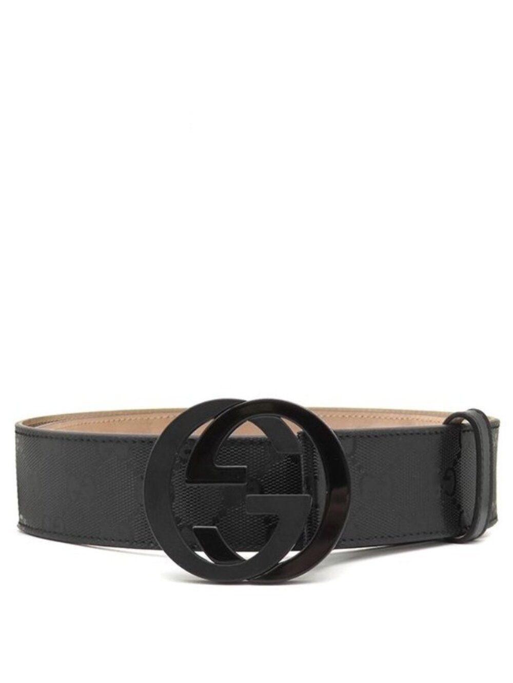 Gucci Belt Interlocking G 85 Imprime GG Supreme Leather Black with Buckle